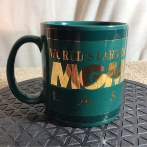 MGM GRAND Green/Gold Las Vegas Ceramic Coffee/Tea Mug pre-owned